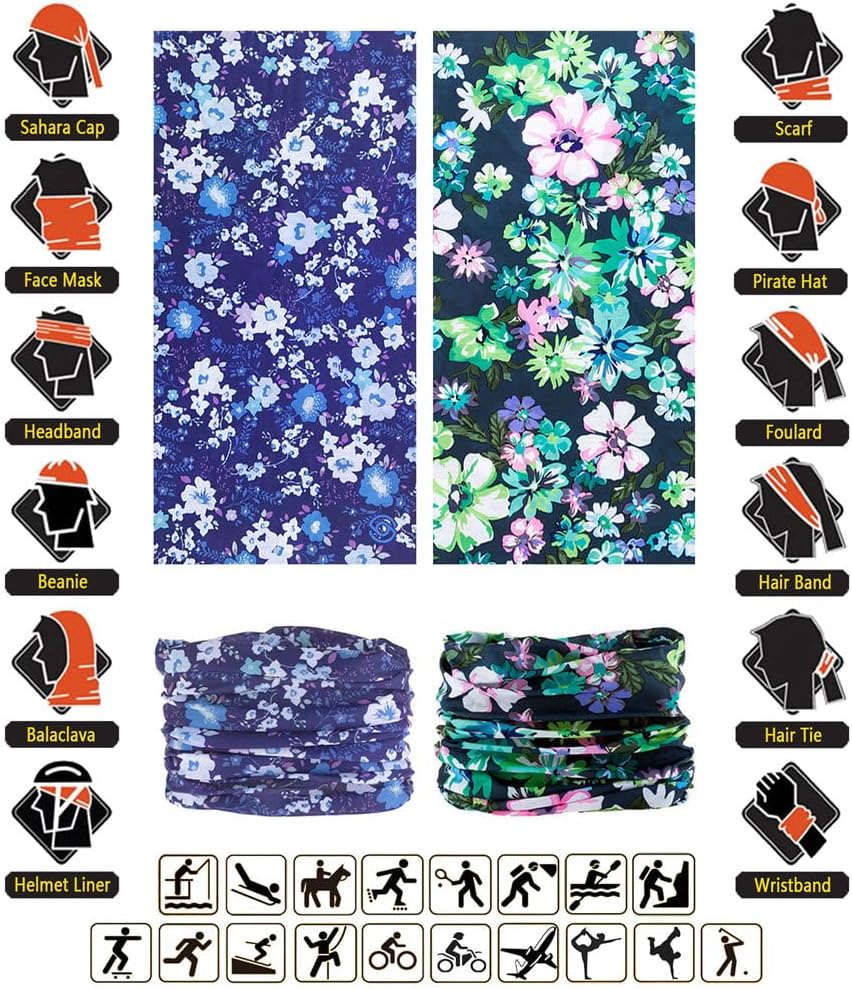 Headband Neck Gaiter Head Wrap Headwear Face Mask Magic Scarf Bandana for Men and Women