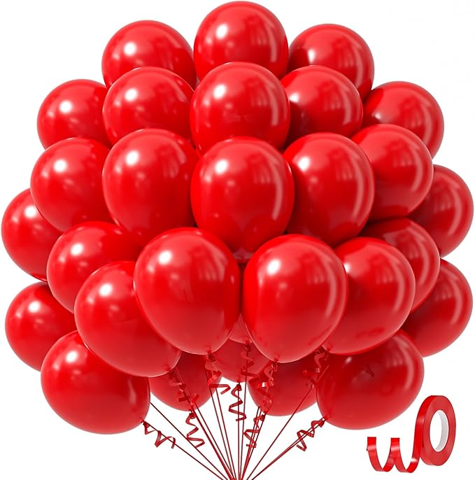 Red Balloons 12 inch, Red Latex Balloons 50pcs Party Balloons for Baby Shower Wedding Valentines Christmas Birthday Party Decorations