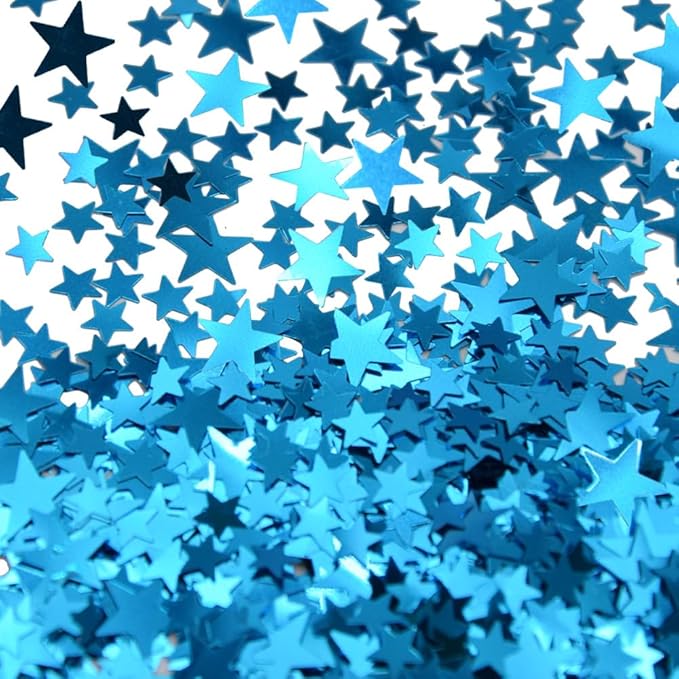 Ruidee 60g Star Confetti Metallic Foil Stars Table Confetti Metallic Foil Stars Sequin for Halloween Birthday Wedding Festival Party DIY(ZX/Sky Blue)
