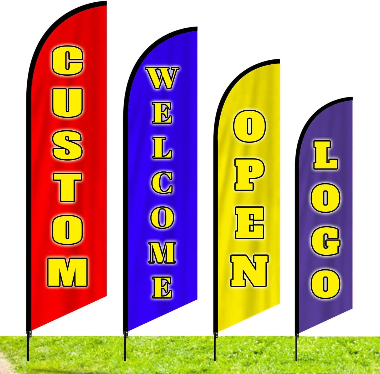 Custom Advertising Flags Custom Banner For Business, Personalized Single/Double Sided Feather Flags With Logo Text Photo, Buisness Open Flag Sign Customized Feather Flag