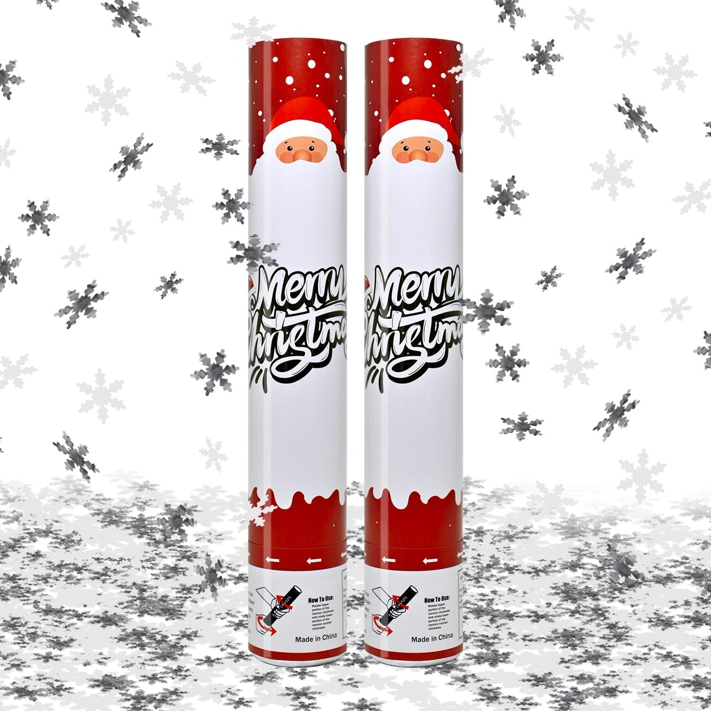 Christmas Confetti Cannon 2 Pack Snowflake Confetti Poppers 12 inch Party Poppers with White Snowflake Confetti for Winter Holiday Celebrations New Year’s Eve Christmas Parties Festive Events