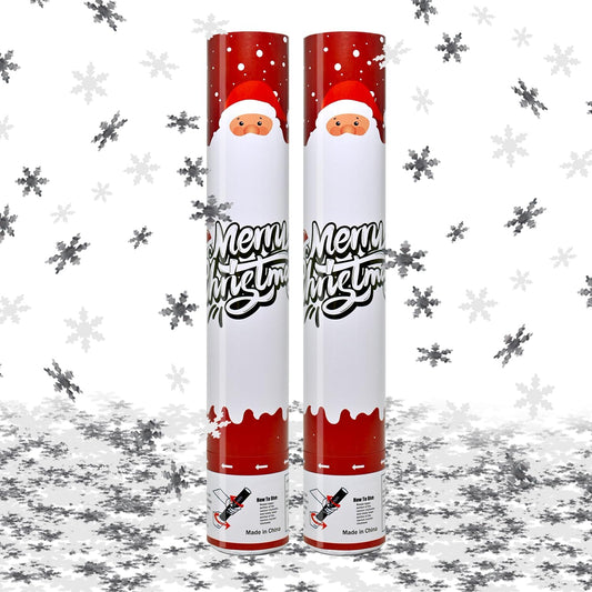 Christmas Confetti Cannon 2 Pack Snowflake Confetti Poppers 12 inch Party Poppers with White Snowflake Confetti for Winter Holiday Celebrations New Year’s Eve Christmas Parties Festive Events