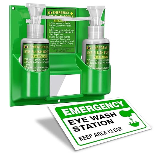 Magula 17oz*2 Portable Eye Wash Station OSHA-Approved,BPA Free, Wall-Mounted First Aid Eye Wash kit with Empty Bottles & Mirror,Emergency Eyewash, No Eye Wash Solution
