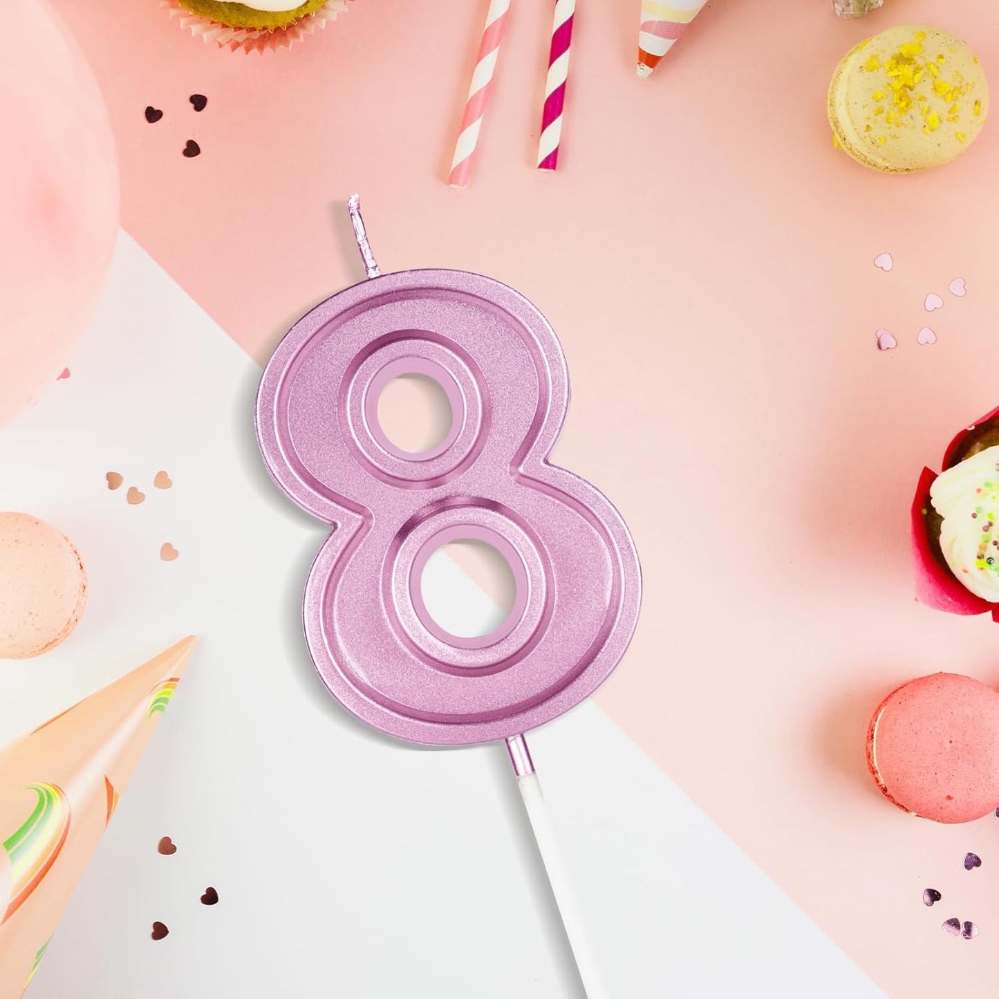 BEAN LIEVE Rose Gold Birthday Candles Number 8, Rose Gold Number Candles, Cake Number Candles for Birthday Parties and Wedding Anniversary Celebrations