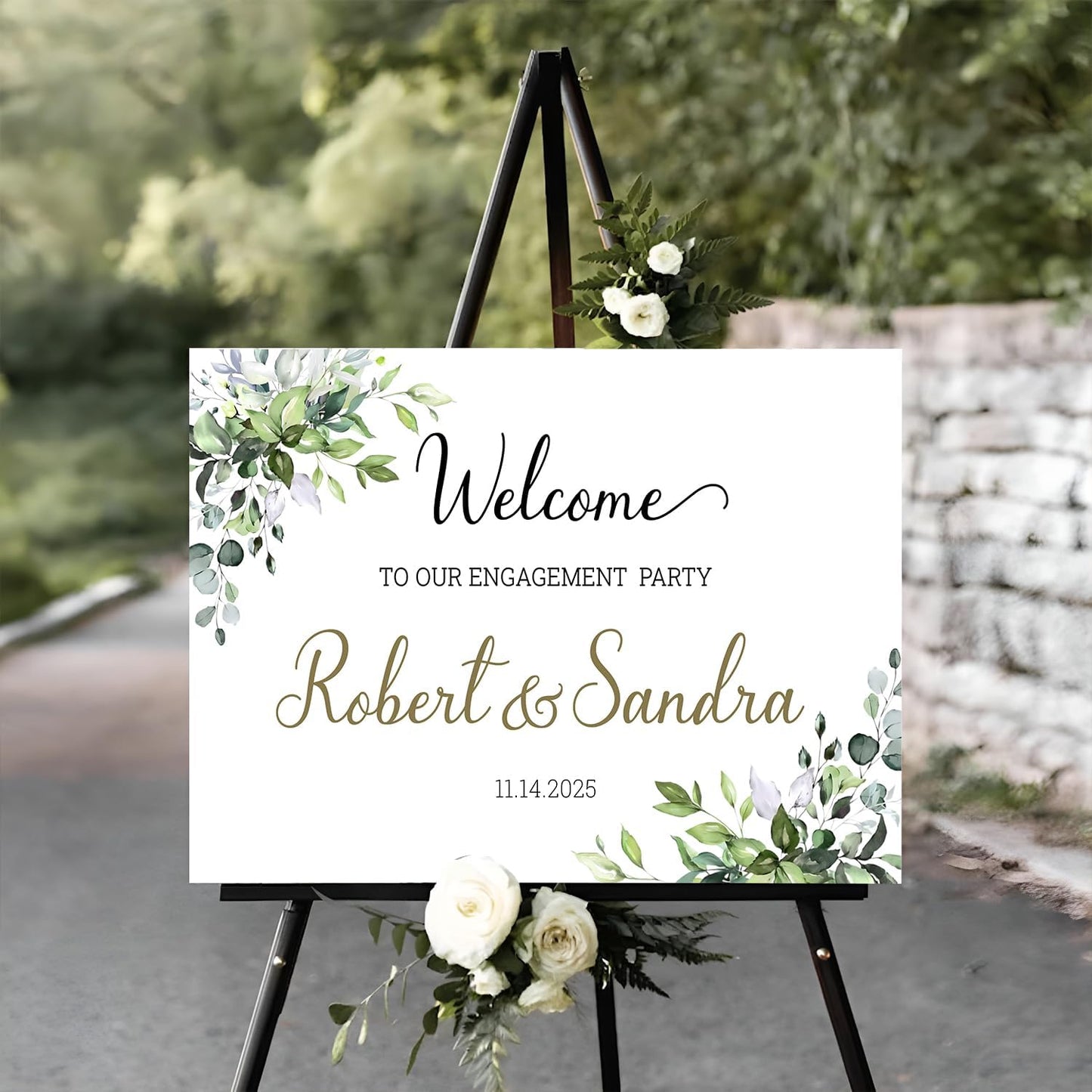 Engagement Sign, Nature-Inspired, Full Size, Plastic, 12x18 inches, Welcome to our Engagement Party