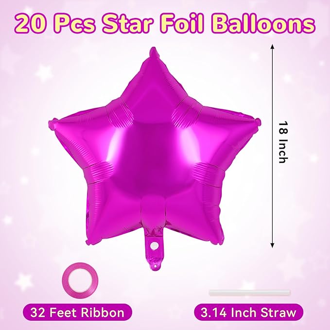 20 Pcs Rosered Star Balloons,18 Inch Star Foil Balloons,Stars Shaped Balloon Mylar Helium Balloon for Birthday Party Anniversary Wedding Baby Shower Decorations (Rosered)