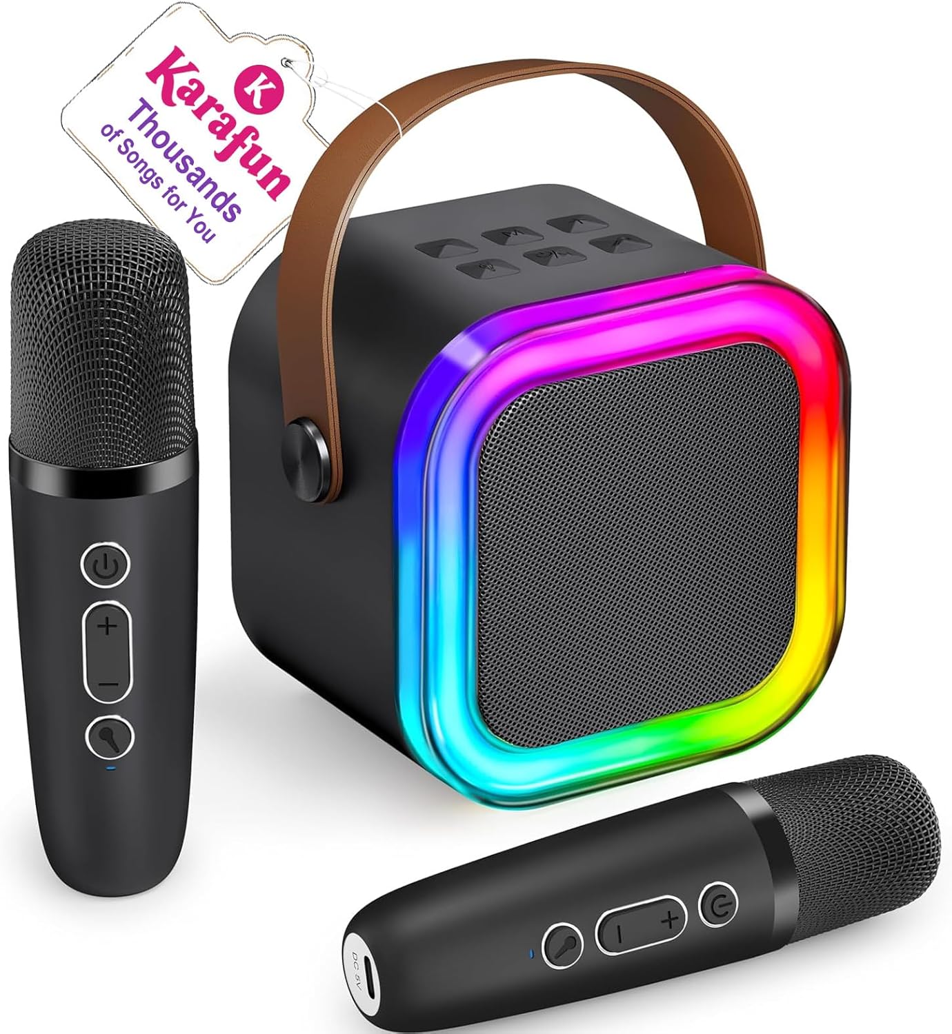 Mini Karaoke Machine for Kids, 2025 TOP Toys Christmas Birthday Gifts Ideas for Girls Ages 4, 5, 6, 7, 8, 9, 10, 12+ Years Old, Portable MP3 Player with 2 Wireless Mics for Party
