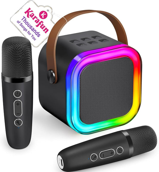 Mini Karaoke Machine for Kids, 2025 TOP Toys Christmas Birthday Gifts Ideas for Girls Ages 4, 5, 6, 7, 8, 9, 10, 12+ Years Old, Portable MP3 Player with 2 Wireless Mics for Party