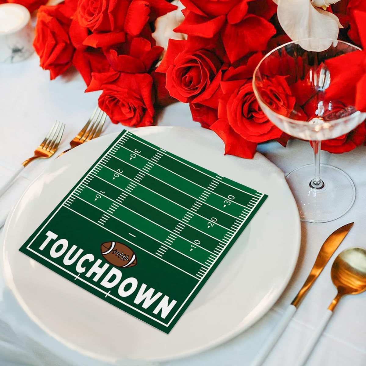 Horaldaily 100 Super Bowl Disposable Paper Decorative Luncheon Napkins, Football Touchdown and Game Day Themed for Party Lunch Dinner Kitchen Bathroom