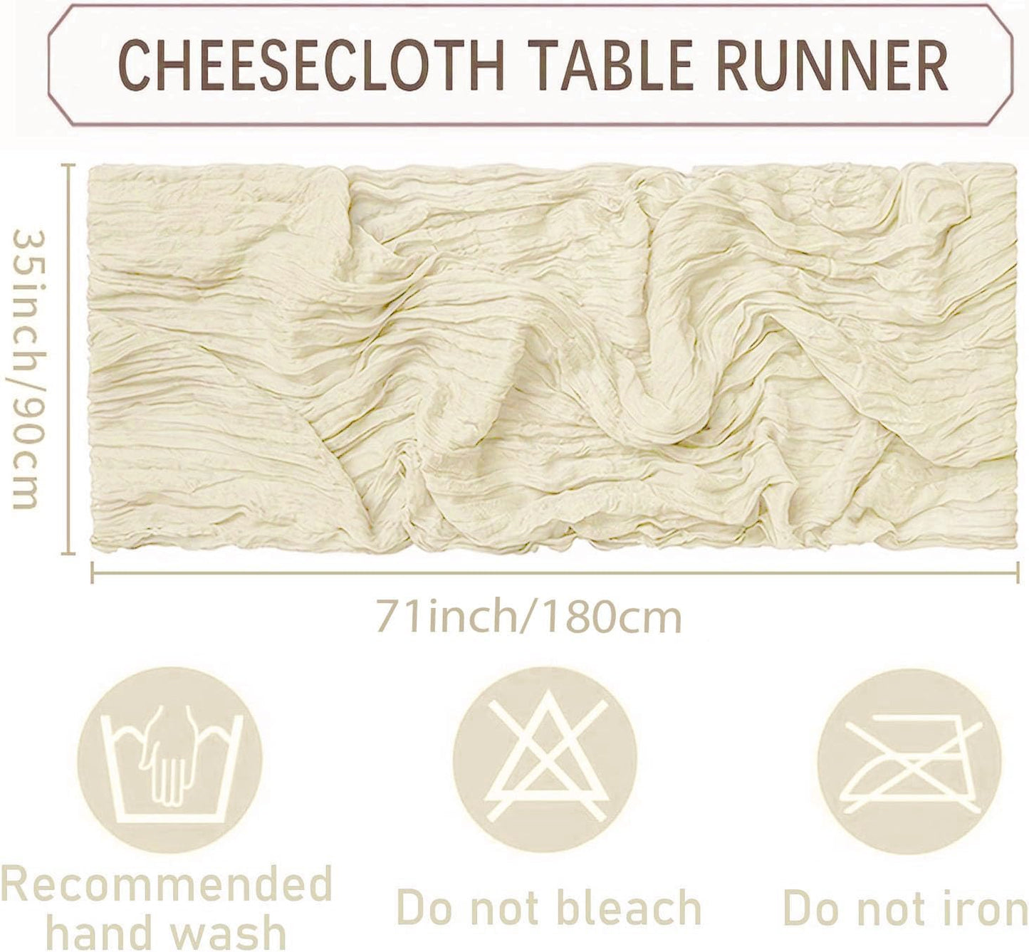 20 Pack Beige Cheesecloth Table Runners 35 x 71 Inch – Rustic Boho Gauze Table Runner for Wedding Arch, Party Decoration, Bridal Shower, Reception, Farmhouse Dining Decor