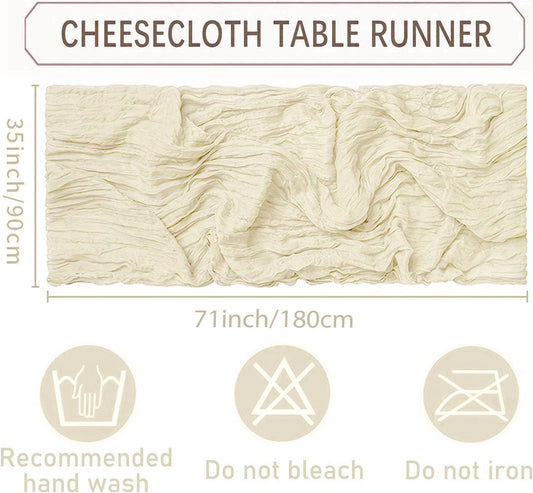 20 Pack Beige Cheesecloth Table Runners 35 x 71 Inch – Rustic Boho Gauze Table Runner for Wedding Arch, Party Decoration, Bridal Shower, Reception, Farmhouse Dining Decor