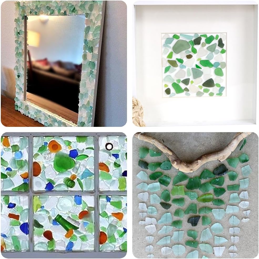 15 OZ Frosted Dark Green Sea Glass Bulk Tumbled Seaglass Pieces for DIY Crafts, Beach Theme Party Nautical Wedding Decorations, Aquarium Vase Fillers, Mosaic Art, Coastal Home Decor,0.5-1.5 inch