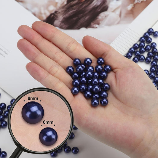 2200 Pcs Undrilled Holeless ABS Faux Pearl Beads for Vase fillers, No Hole Round Pearls for Cosmetic Boxes, DIY Parts, Table Scatter, Wedding, Birthday Party Home Decorating (Royal Blue, 6mm)