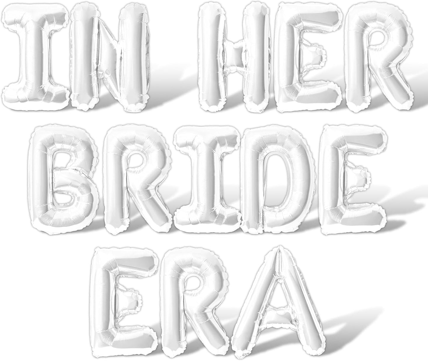Letter Balloons - IN HER BRIDE ERA 16" Inch Alphabet Letters Foil Mylar Balloon Bachelorette Party Banner (White)