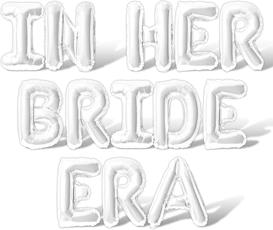Letter Balloons - IN HER BRIDE ERA 16" Inch Alphabet Letters Foil Mylar Balloon Bachelorette Party Banner (White)
