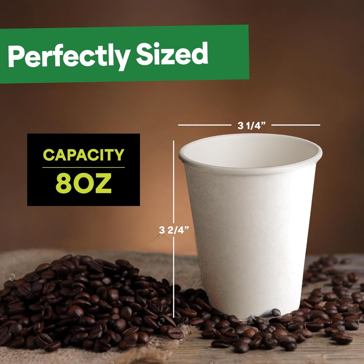 EconoHome 8 oz 1000 Pack Disposable Coffee Paper Cups - Paper Cups for Hot and Cold Drinks, Tea, Water, and Juice