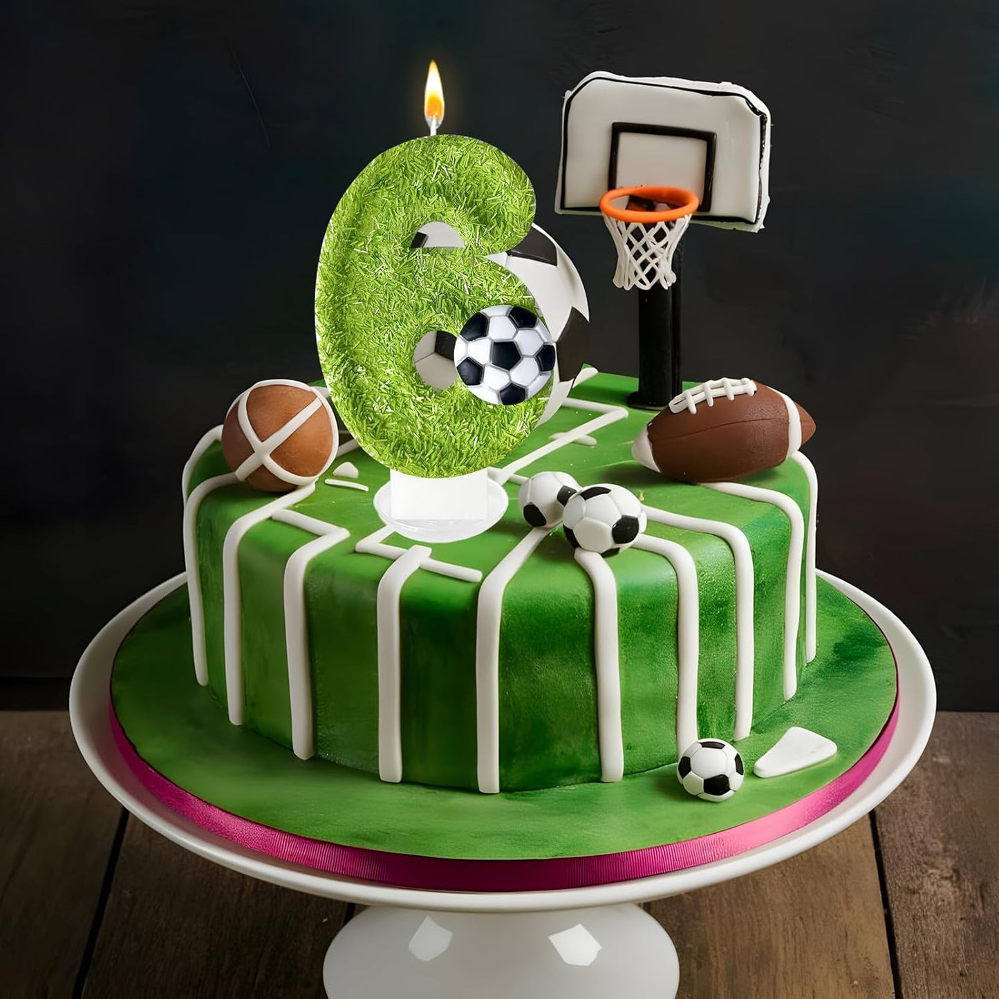 6th Birthday Candles，Soccer Birthday Decorations，Suitable for Girl and boy Cake Toppers, Wedding Cakes, Anniversaries, Party Celebrations, Birthday Decorations