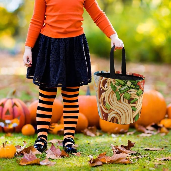 Halloween Candy Bucket - Doodle Style Noodles Trick Or Treat Candy Bag, Gift Bag for Party Favor Supplies