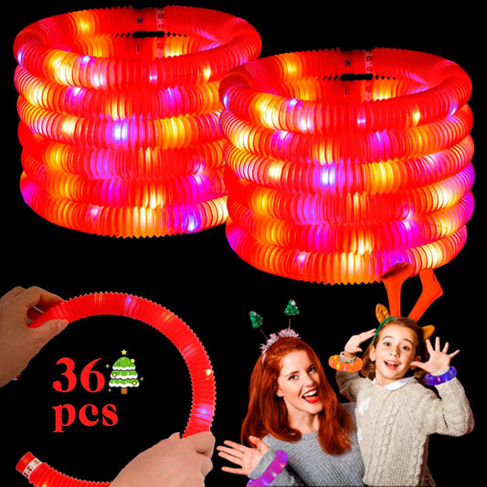 Red 36 Pack Light Up Party Favors Supplies,Bulk Glow Sticks Bracelet,Necklace Accessories for Kids,Birthday Return Gifts Treats,Easter Basket Goodie Bag Stuffer Fillers for Boys Girls