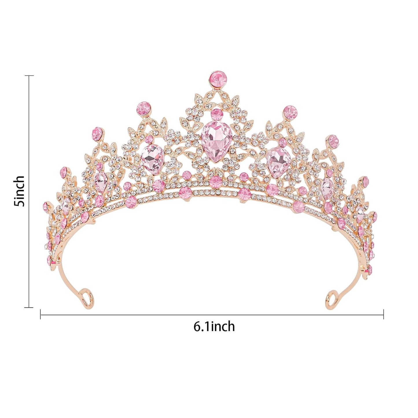 CAVETEE Crown for Women, Tiaras for Women Pink Princess and Queen Crown Crystal Headbands Hair Accessories for Bridal Birthday Prom Party