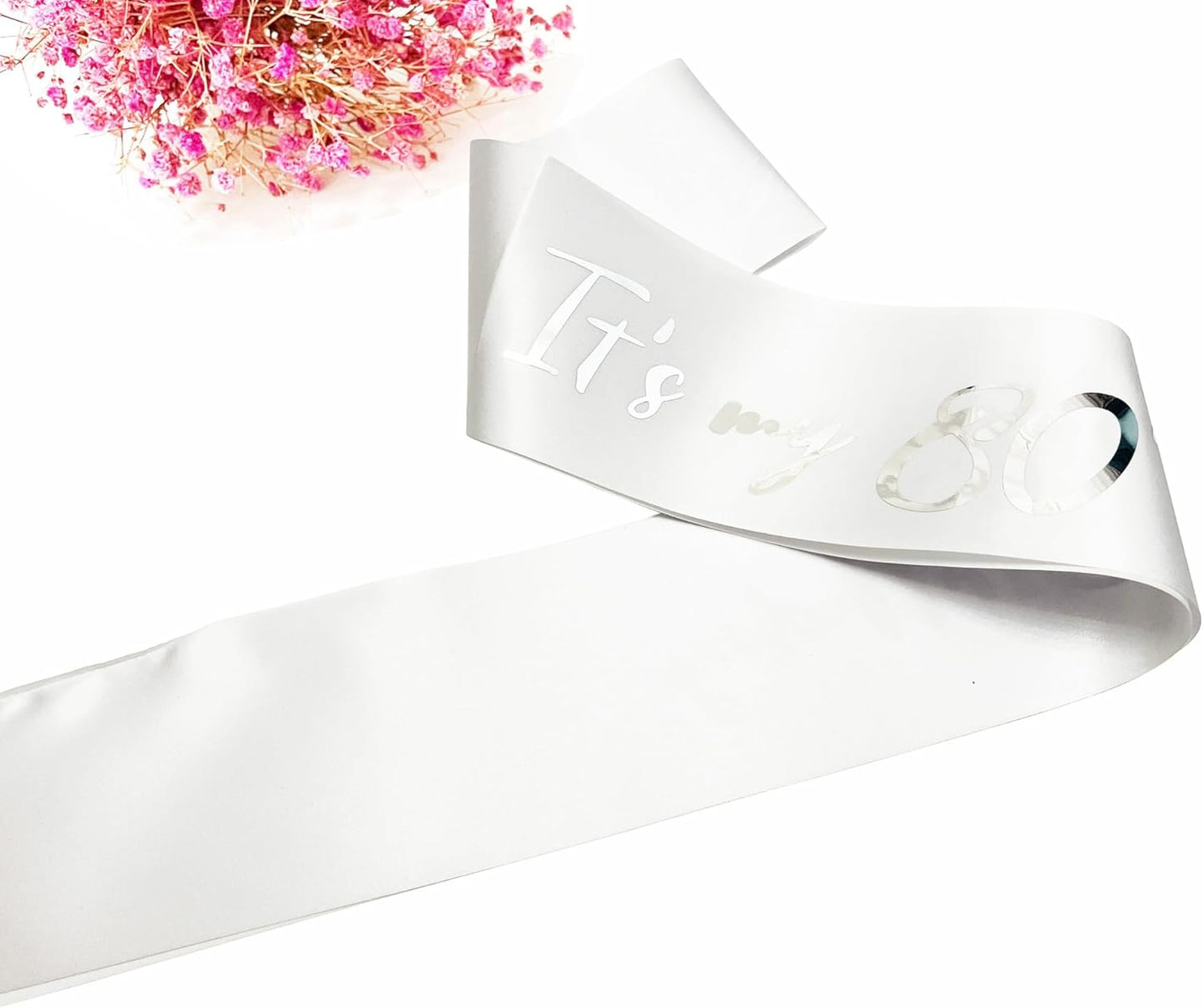 80th Birthday Sash, It's My 80th Birthday Sash White Silver, 80 Birthday Decorations Gifts for Women Men Happy 80th Birthday Party Favor Supplies