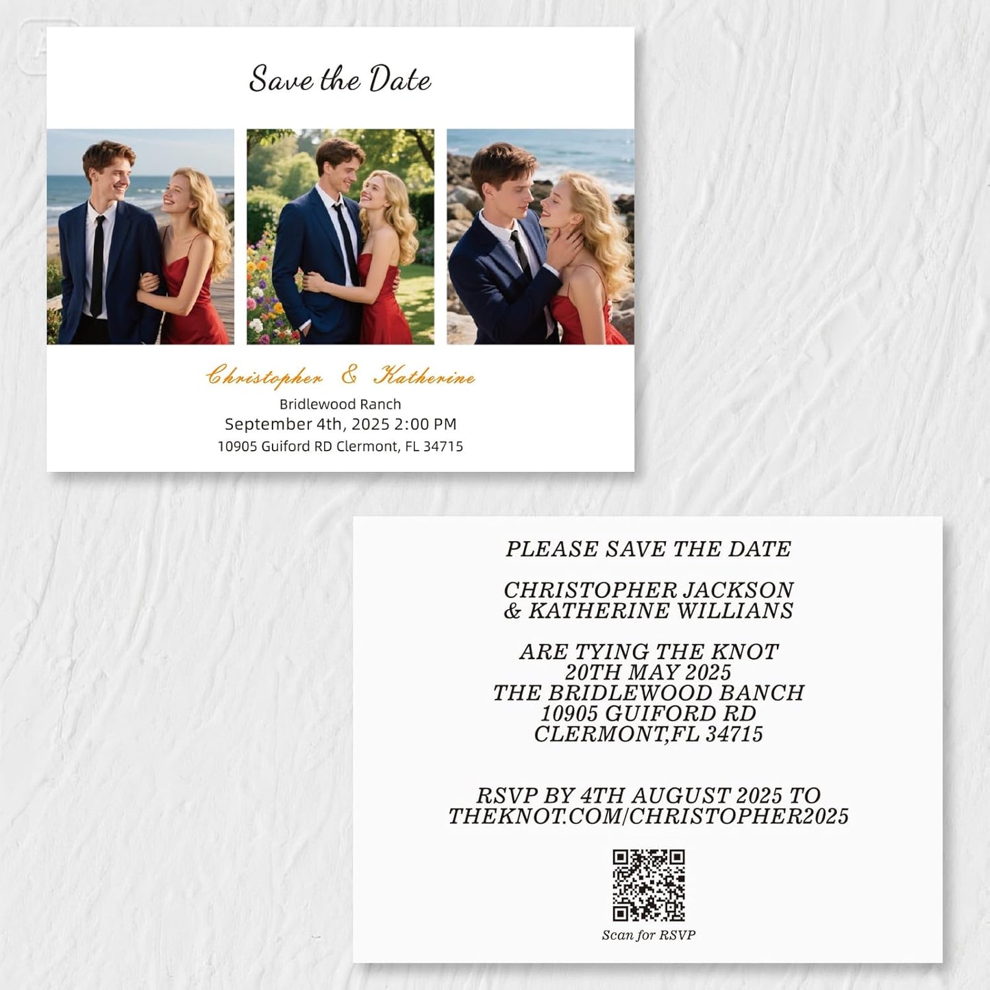 Personalized Save the Date Wedding Invitation Card with Photo 4x6inch 350GSM Papers and Envelopes, Custom Thank You card for Weddings, Birthdays and Parties, 50pcs or more (Horizontal with 3 Photos)