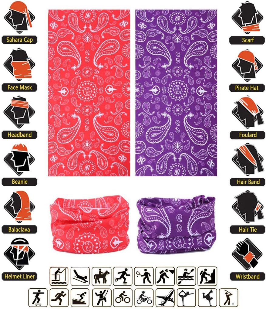Headband Neck Gaiter Head Wrap Headwear Face Mask Magic Scarf Bandana for Men and Women