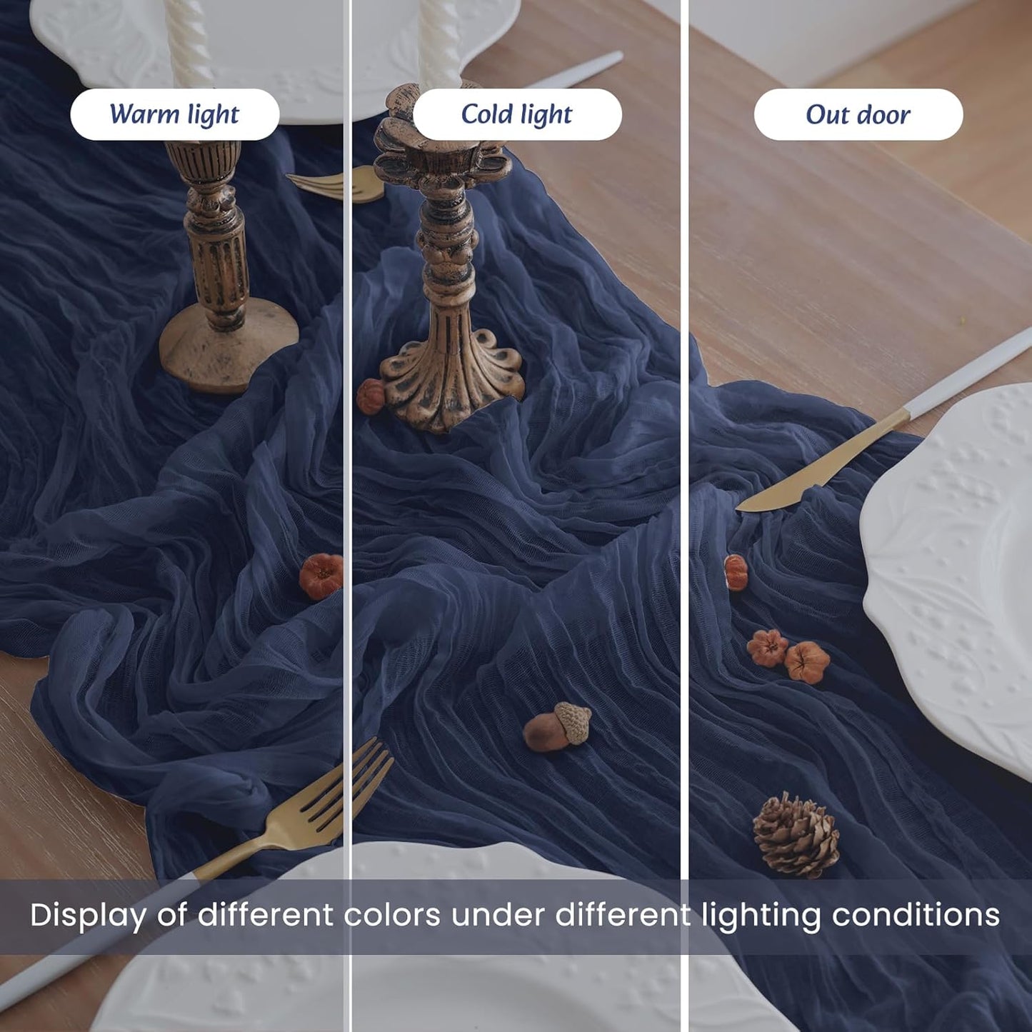 8Pack Navy Blue Table Runner 10FT Cheesecloth Table Runner 35x120Inch Long Boho Cheese Cloth Table Runners Rustic Gauze Table Runners for Party Wedding Bridal Shower Baby Shower Decorations