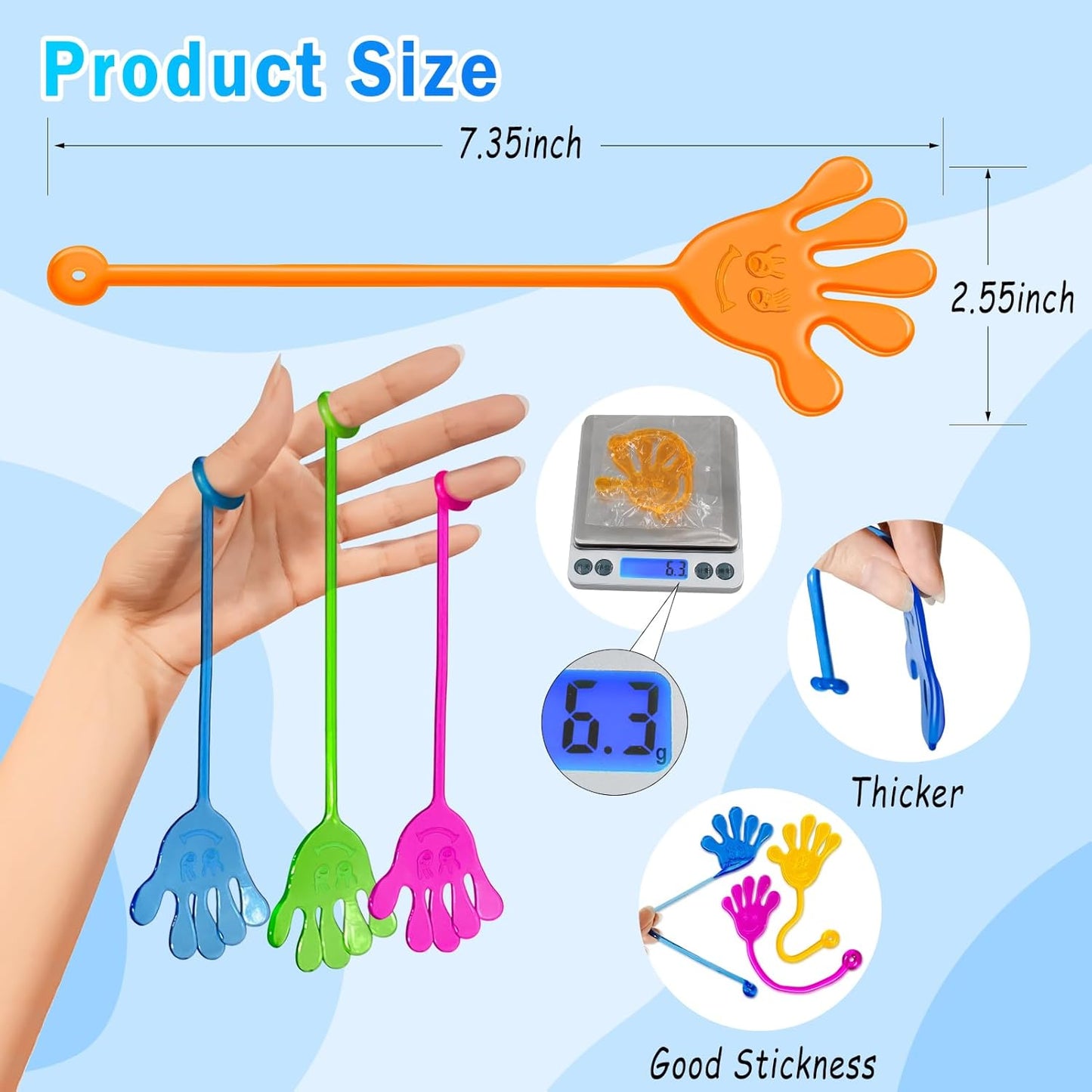 Sticky Hands Bulk 48 PCS Party Favors for Kids 4-8 8-12 Stretchy Sticky Hand Toy Christmas Stocking Stuffers for Kids Goodie Bag Stuffers Fillers Classroom Prizes Student Gifts Birthday Party Supplies
