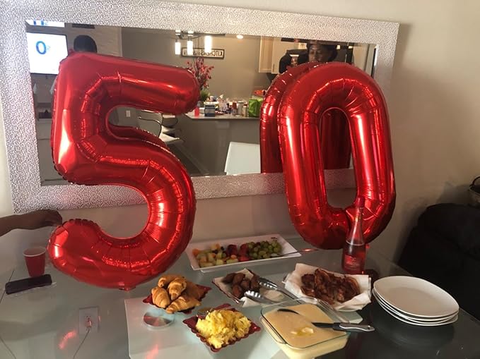 2 Numbers Balloon 40 Inch Red Two Balloon Number Birthday Decor, 2nd 12 21st Party Celebration Decorations Graduations Wedding Baby Shower
