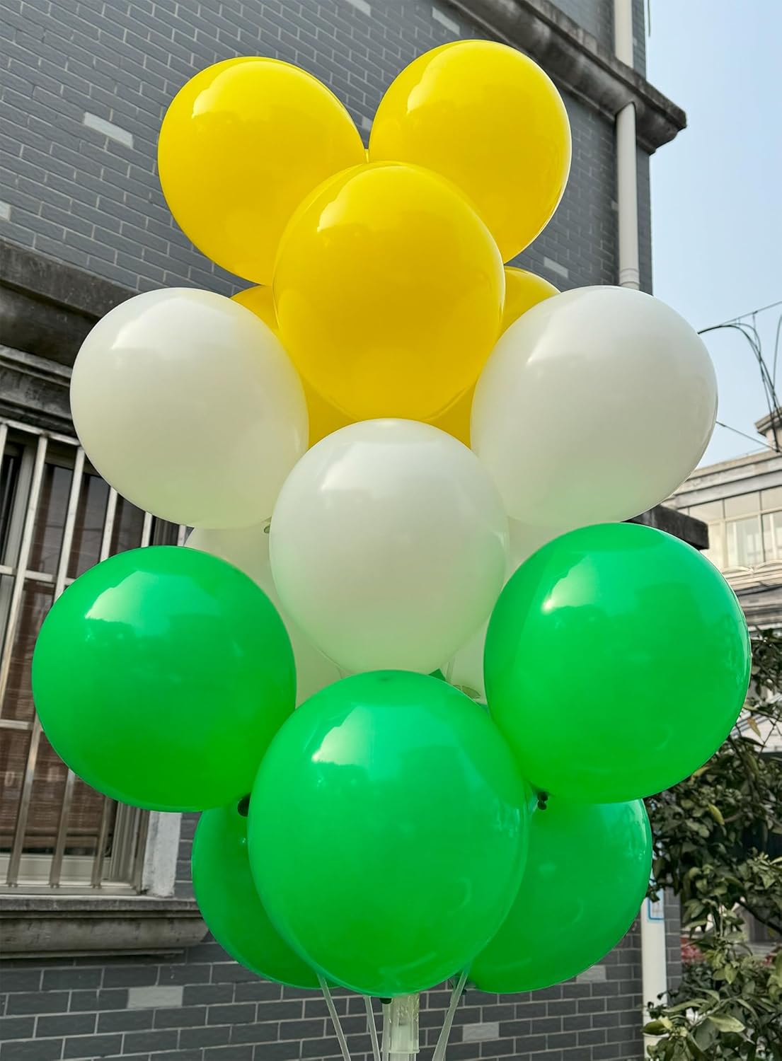 60 Pcs 12 Inch Latex Balloons Green/White/Yellow | Spring & Summer Decor | St. Patrick's Day, Graduation, Kids Birthday, Wedding, Baby Shower Party Balloons