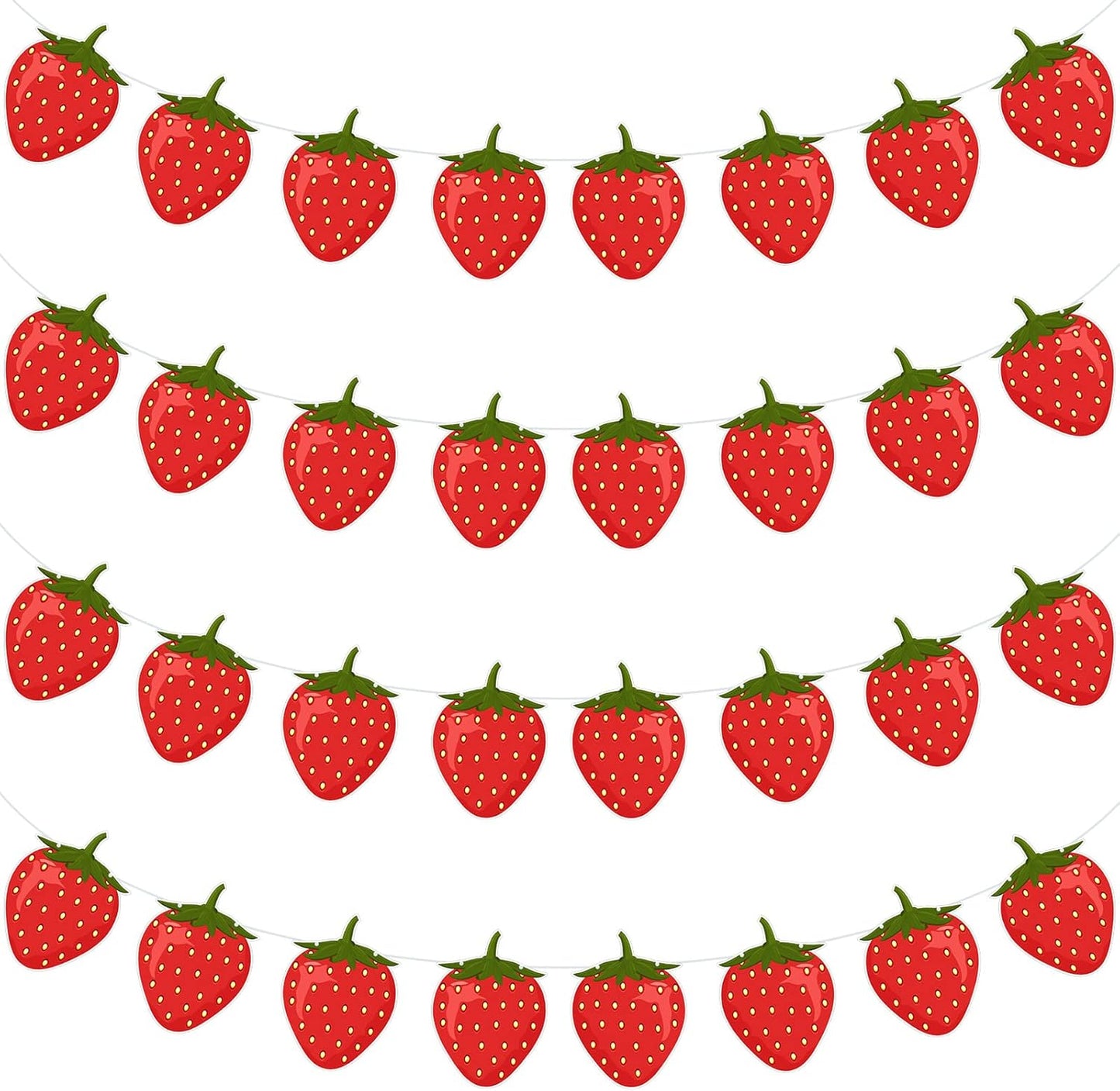 Lewtemi 4 Pcs Berry First Birthday Decor Strawberry Baby Shower Decorations Hanging Banner Berry Garland for Strawberry Themed Party Favors Supplies(Red)