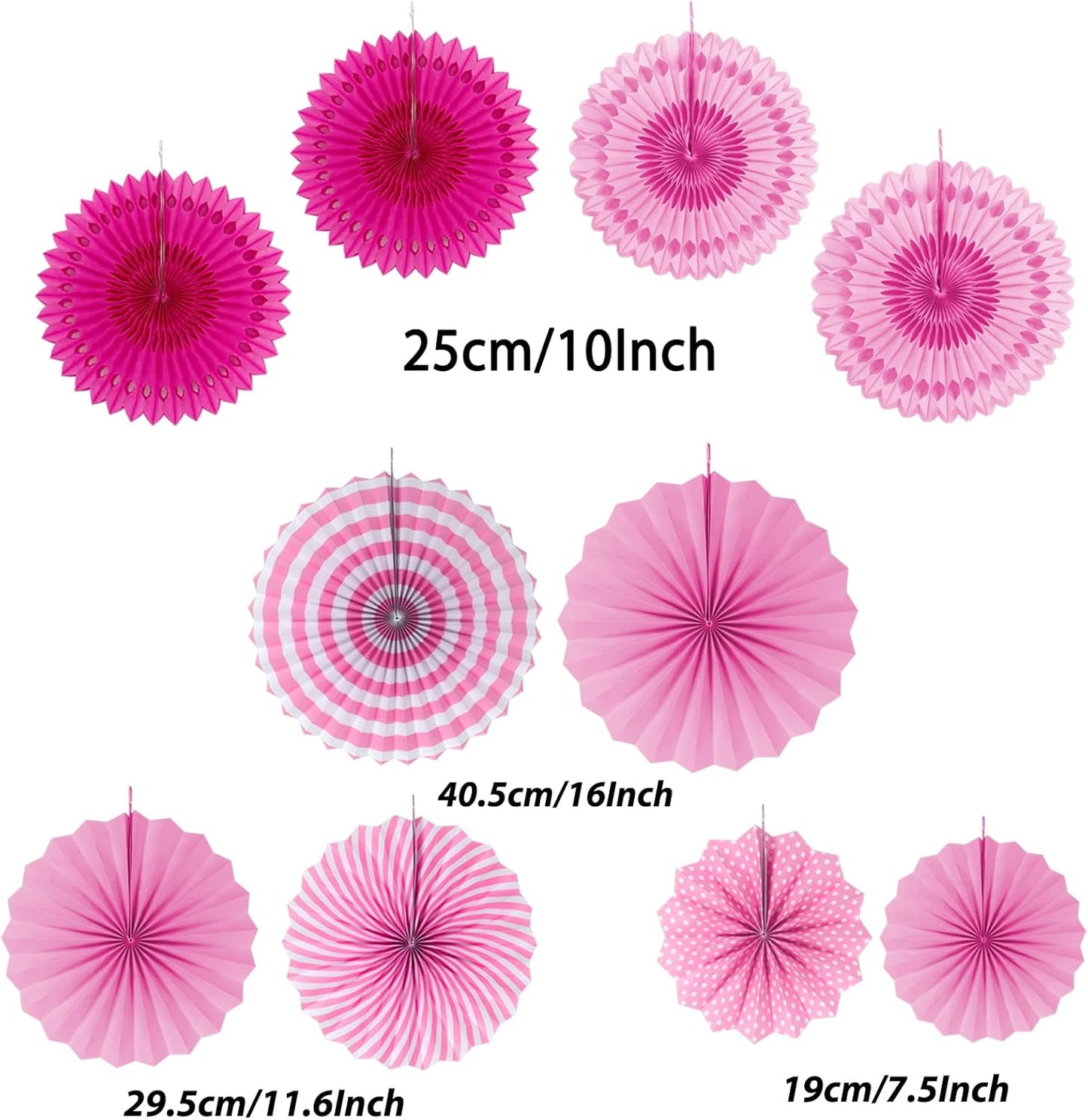 ZERODECO Party Decorations, 41 Pcs Pink Papar Fans Pompoms Garlands String Tissue Paper Tassel for Fiesta Home Bridal Baby Shower Wedding Boy Girl Birthday Party