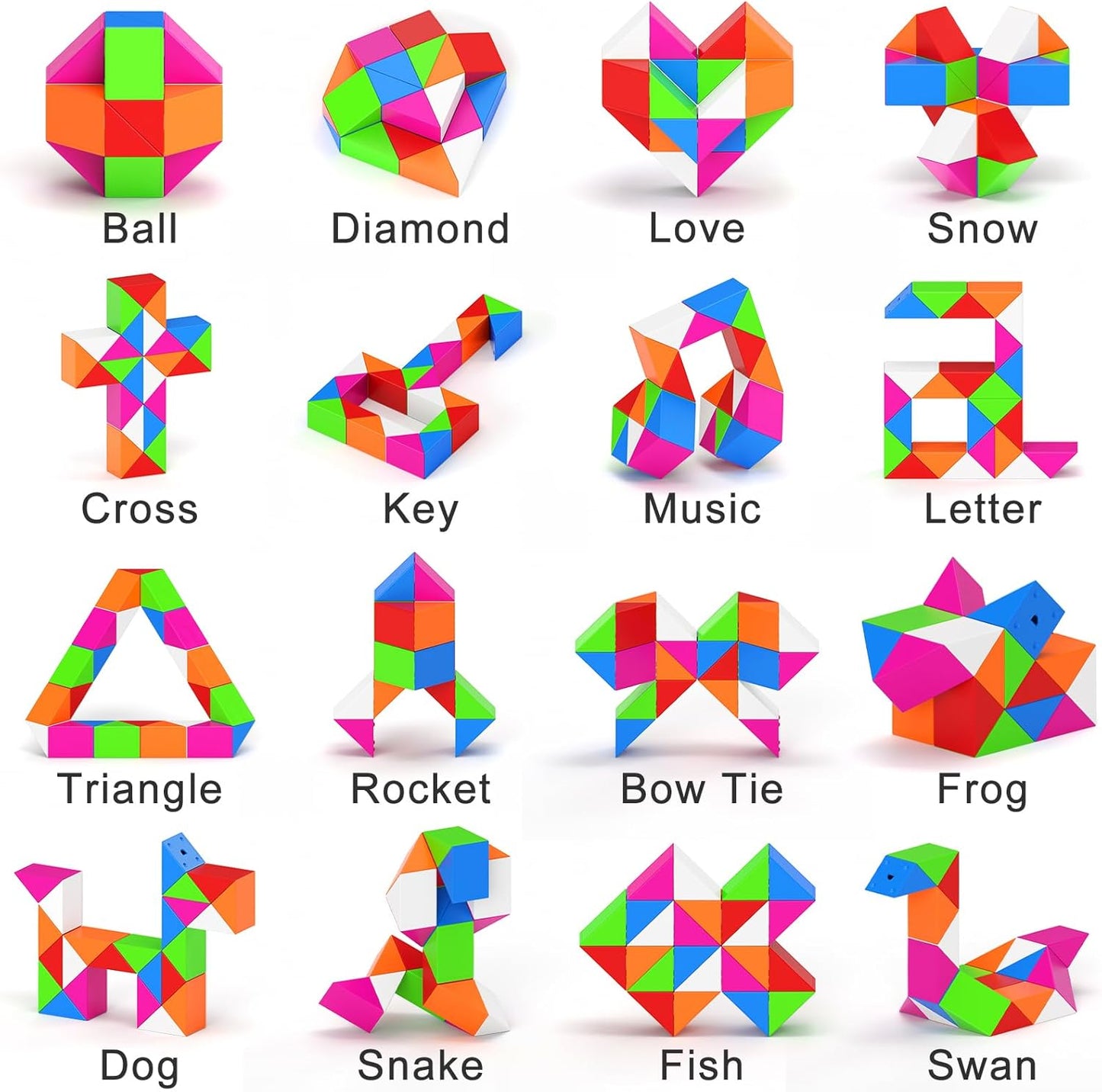 Vdealen 12 Pack Mini Fidget Snake Cube Twist Puzzle Party Favors for Kids, School Rewards&Classroom Prize for Students, Goodie Bag Stocking Stuffers, Gift for Birthday Valentine Easter Christmas