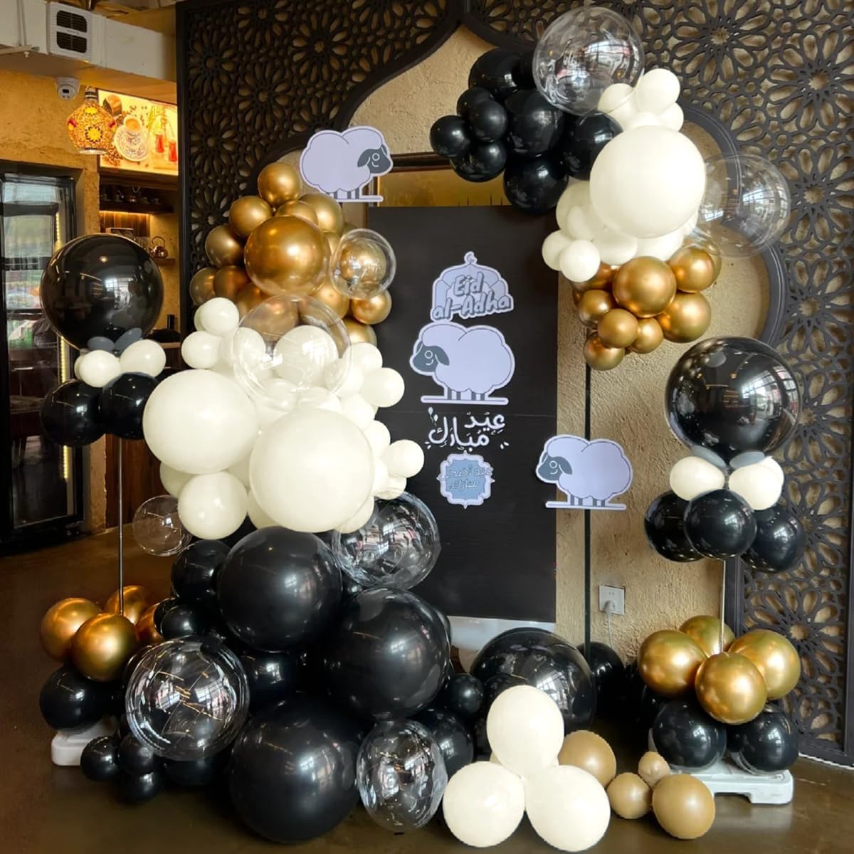 White Sand Black Balloons Arch Kit, 151Pcs Black Cream White and Bobo Balloons Garland 18 12 10 5 inch for Birthday Wedding Bridal Shower Bachelorette Anniversary Party Decorations