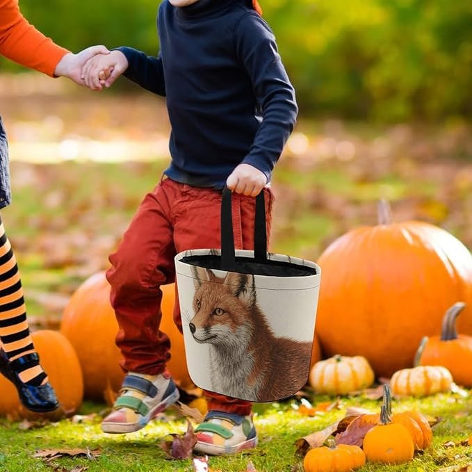 Halloween Candy Bucket - Fox Trick Or Treat Candy Bag, Gift Bag for Party Favor Supplies