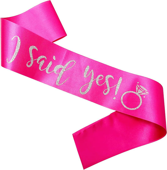 I Said Yes Sash for Women, Engagement Proposal Bachelorette Party Sash for Bridal Shower Wedding Party Favors Accessories Supplies Engagement Gifts for Bride to Be,Hot Pink
