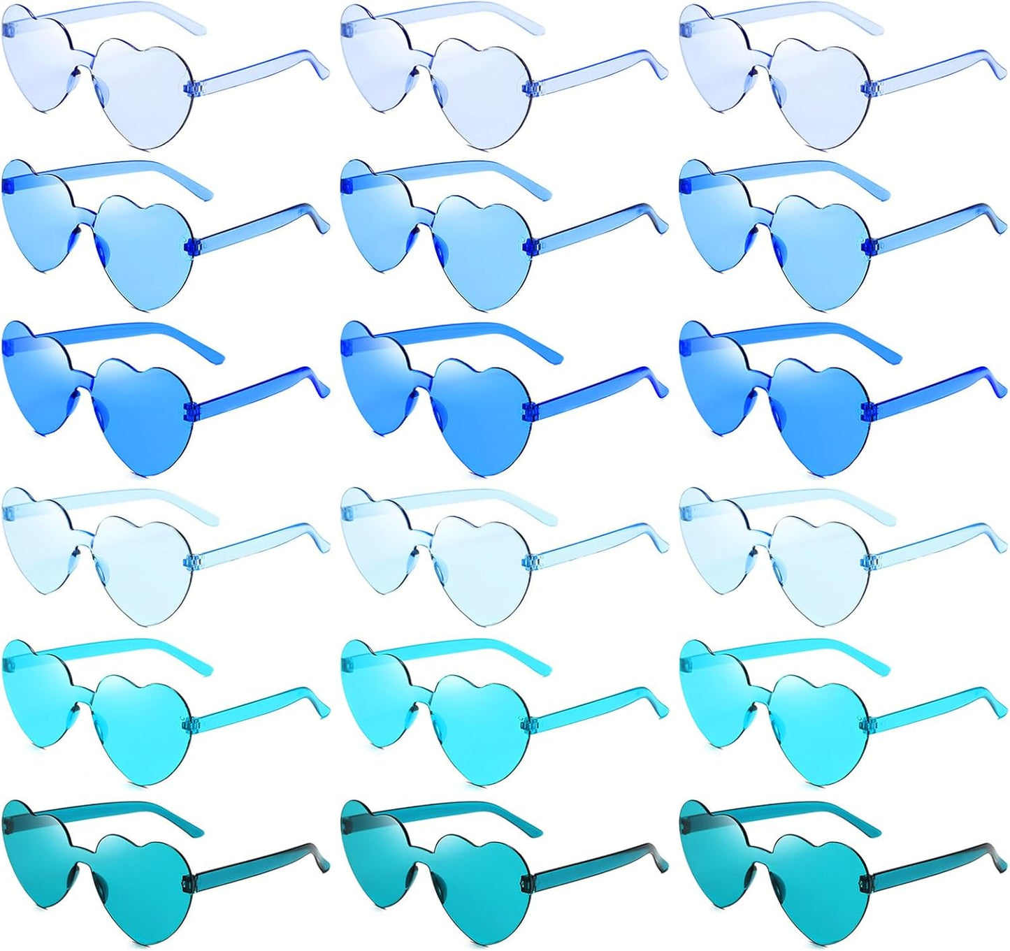 18 Heart Shape Rimless Sunglasses Transparent Candy Color Party Glasses Colored Eyewear for Women