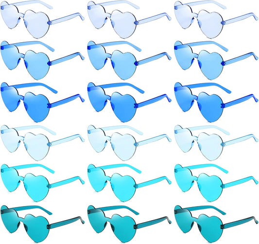 18 Heart Shape Rimless Sunglasses Transparent Candy Color Party Glasses Colored Eyewear for Women