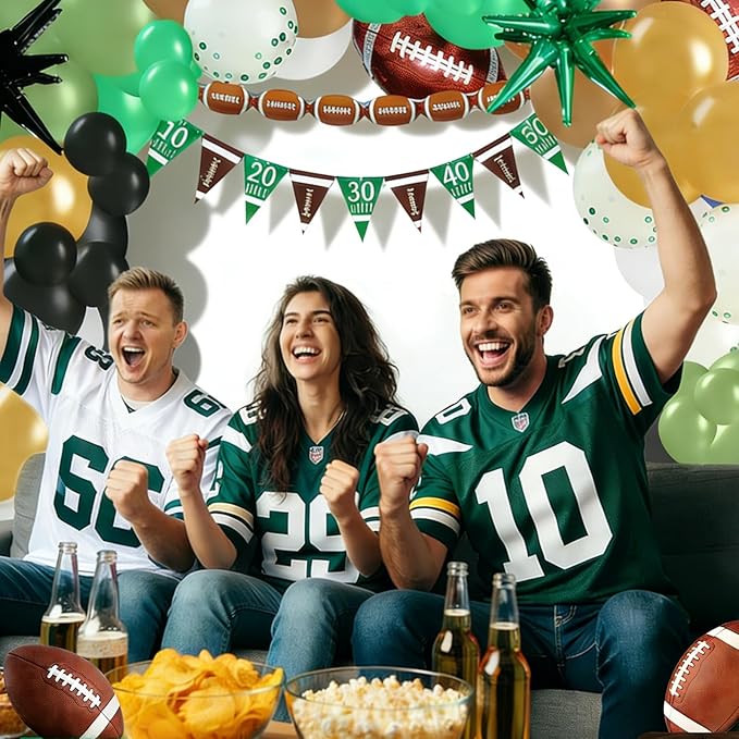 Football Party Balloon Decorations Set,Football-themed Supplies for Indoor/Outdoor Super Bowl & Playoffs Celebration, Football Birthday Decorations graduation for Boys, Mens