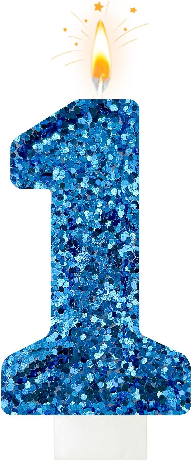 Zailo Birthday Number Candles, Glitter Number Candle Cake Decorations with Sequins, Cupcake Decorations for Girls, Women, Party Anniversary Celebrations (Number 1, Blue)