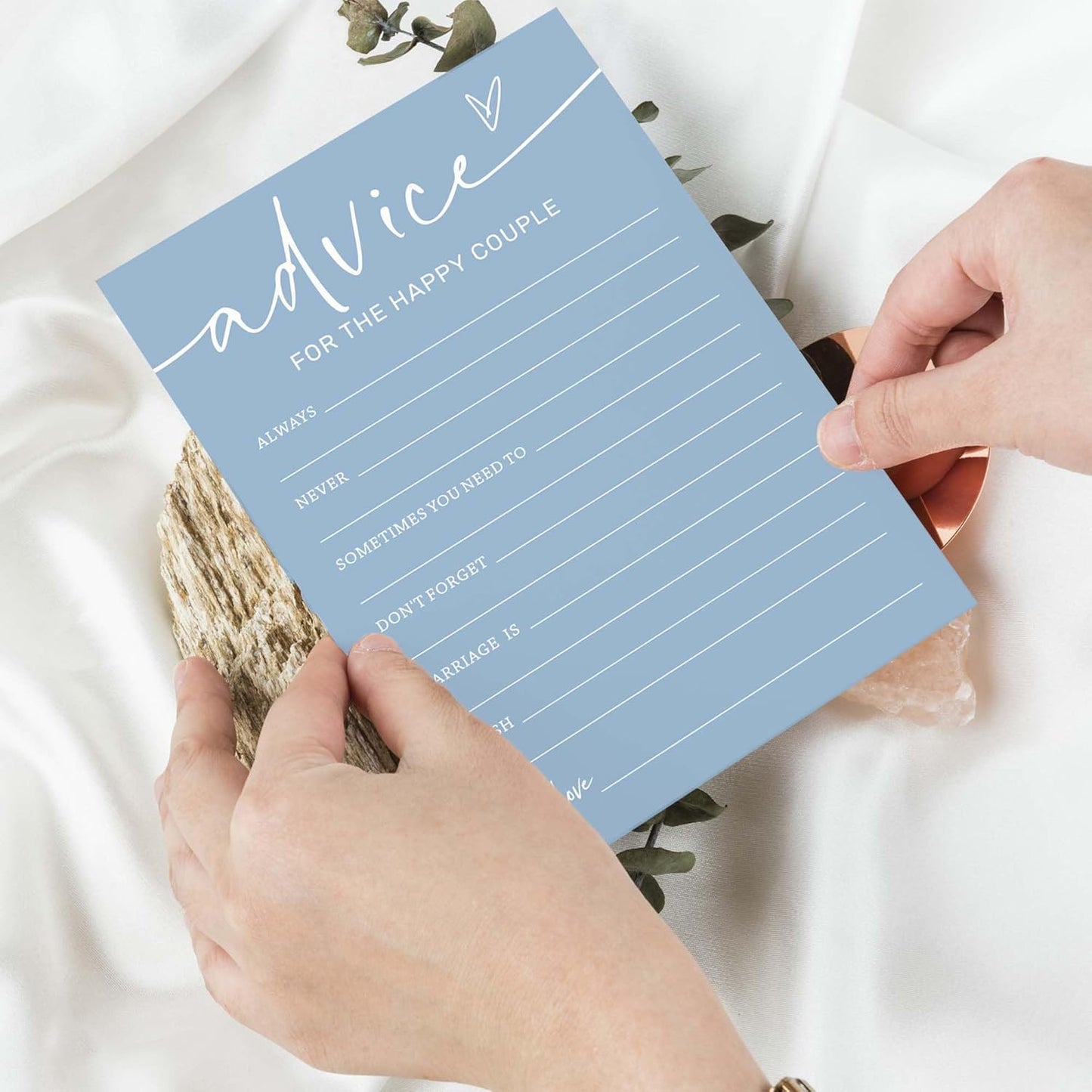 Bridal Shower Games Cards, Advice for the Happy Couple, Bridal Shower Games 25 Guests, Engagement Party Wedding Games for Guests, Minimalist Blue Wedding Party Supplies - B10