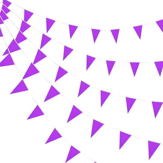 Consummate Purple Pennant Banners Flags String Hanging Triangle Bunting Flags for Grand Opening,Kids Birthday,Party Decorations,100 Feet