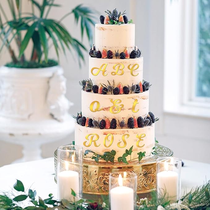 Abeillo 64PCS Gold Letters, Acrylic Cake Topper, 0-9 Number and A-Z Letters for DIY Personalized Birthday Cake Topper