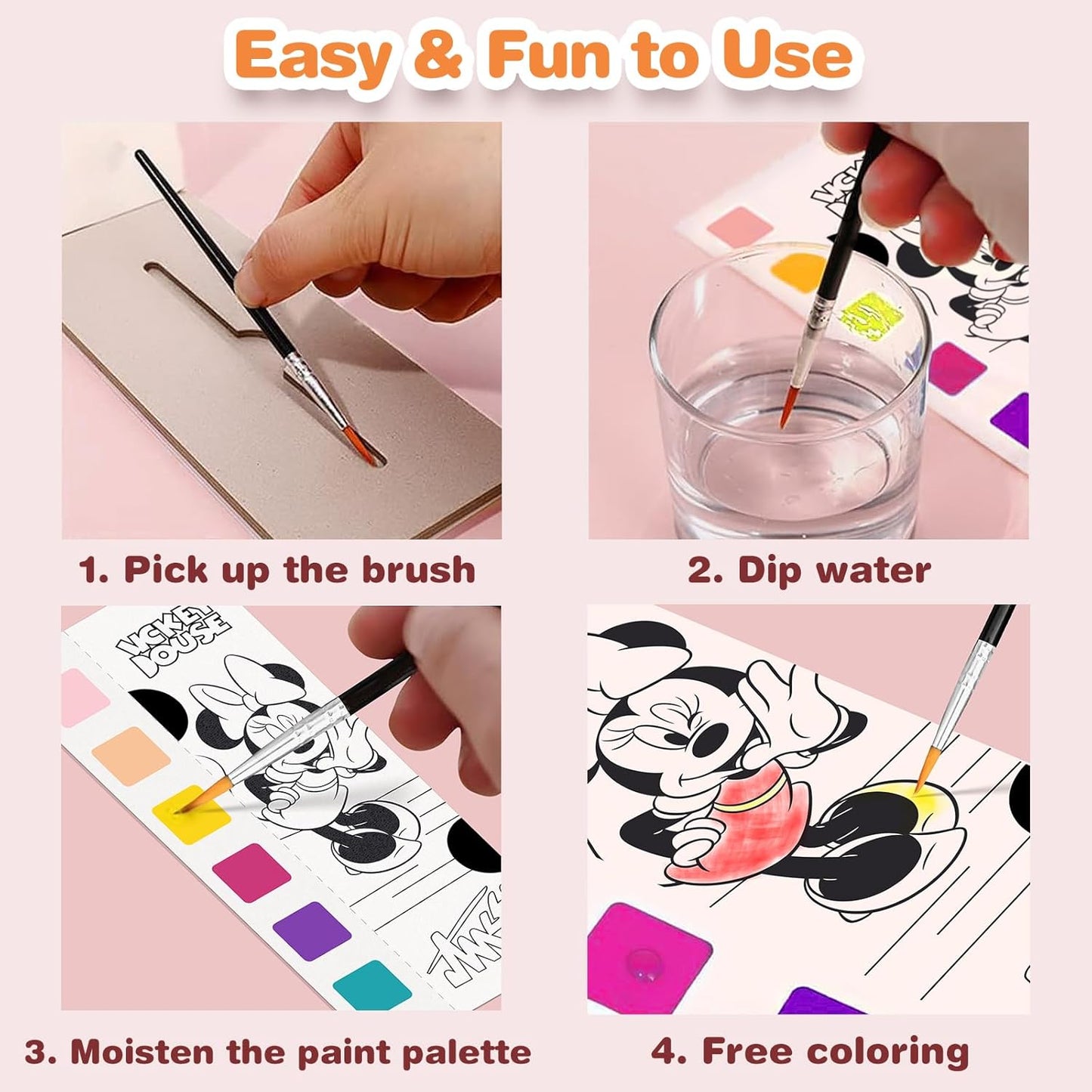 Paint with Water Coloring Books for Kids, Pocket Mess Free Watercolor Painting Kit, Water Color Paint Set Arts and Crafts Gift for Girls Ages 4 5 6 7 8+, Travel Activity Toy - Princess