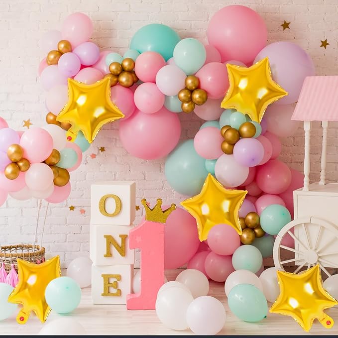 50 Pcs Star Balloons,10 Inch Gold Star Foil Balloons,Stars Shaped Balloon Mylar Helium Balloon for Birthday Party Anniversary Wedding Baby Shower Decorations (10inch-gold)