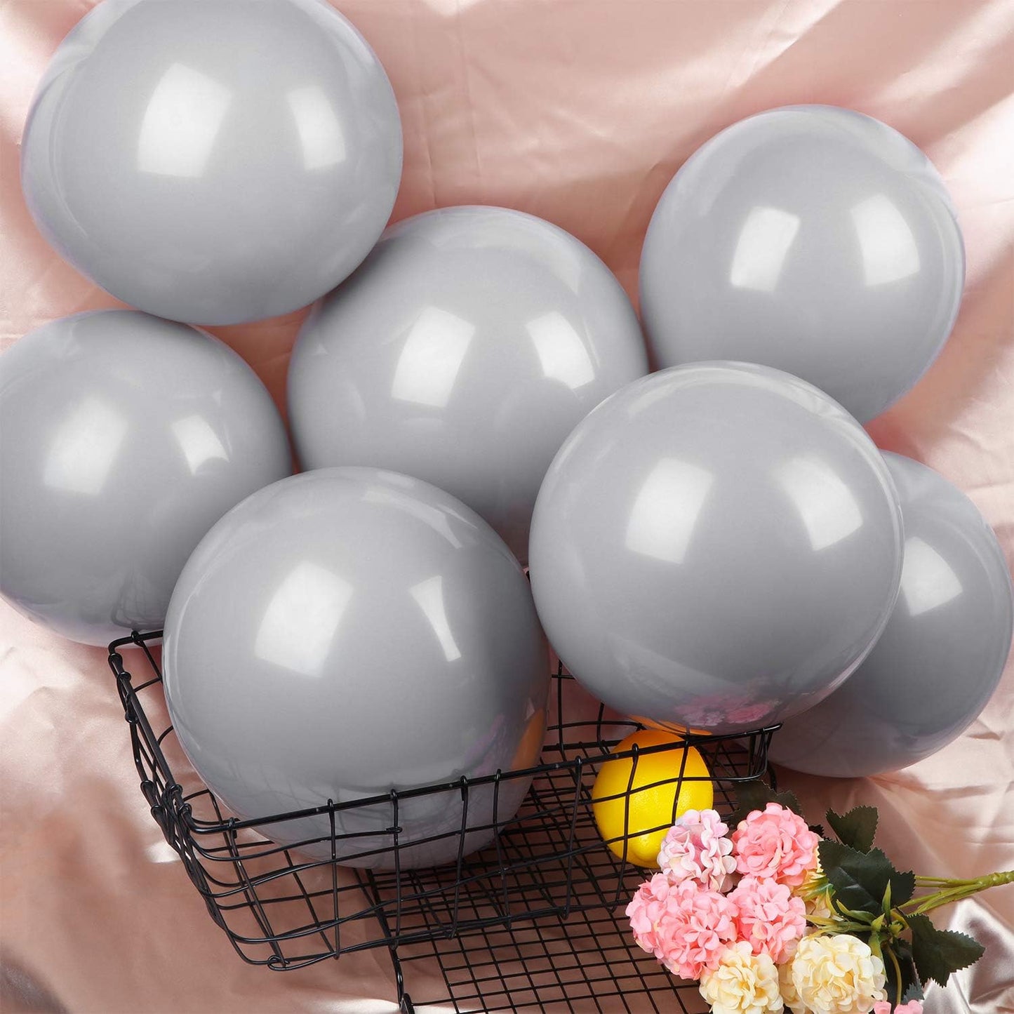 Hestya 100 Pieces 12 Inch Gray Balloons Latex Party Balloons Arch Garland Kit for Weddings, Bridal Shower, Graduation, Anniversary, Birthday Party Decoration
