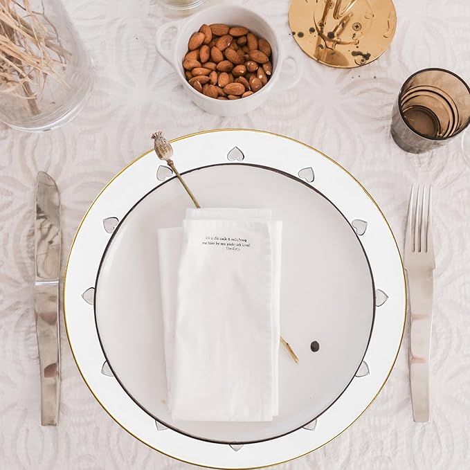 13" Round White Charger Plates, Heart Hollow Chargers for Dinner Plates with Golden Border, Formal Table Setting Accessory Centerpiece Bluk Wedding, Valentine's Day, Galentine's Day, Easter Set of 6