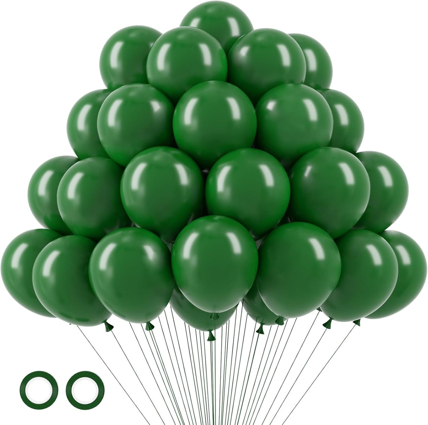 105pcs Dark Green Balloons 12inch Hunter Green Balloons for Birthday Dinosaur Baby Shower St. Patrick's Day Summer Jungle Forest Safari Party Decorations