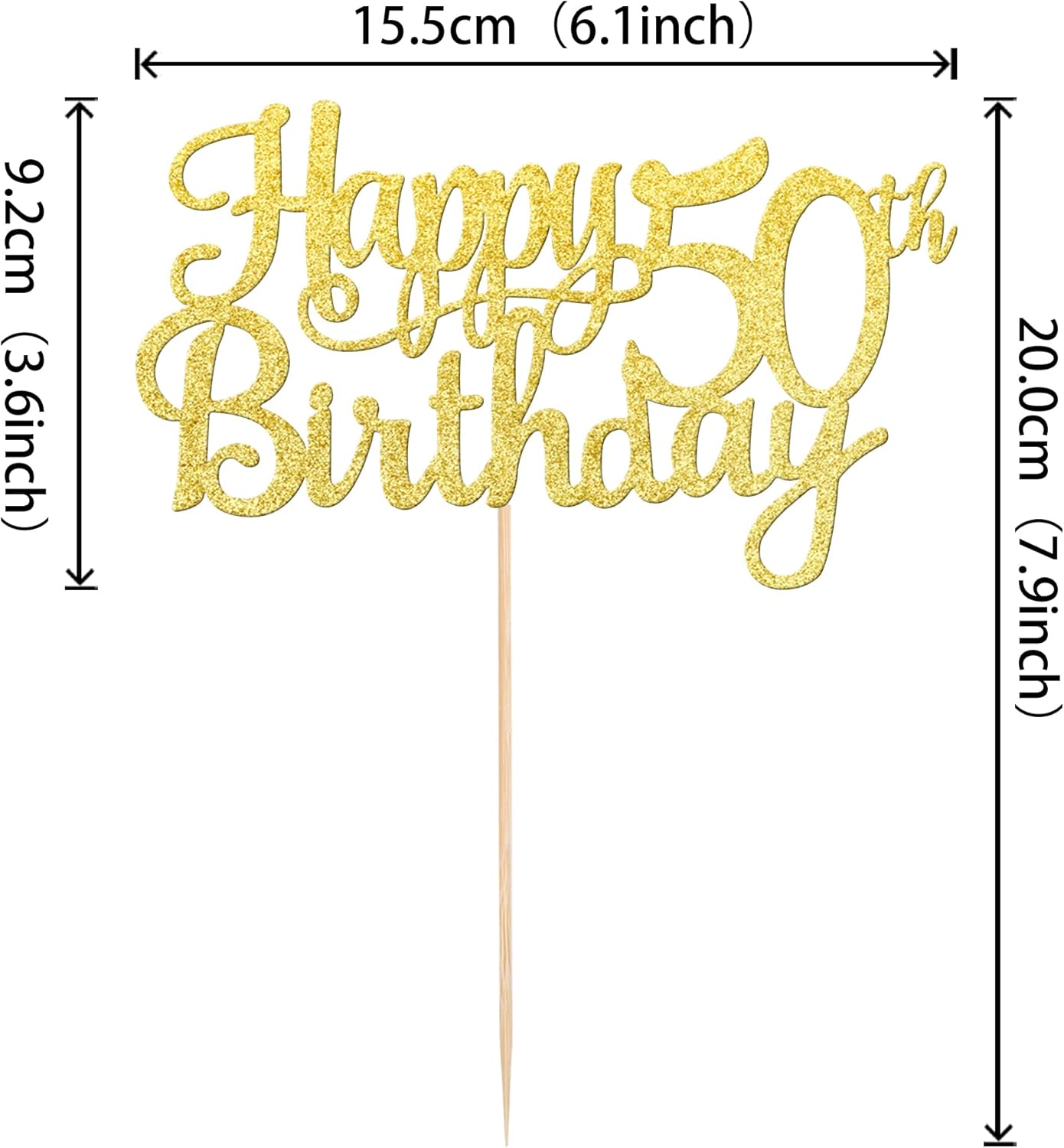 1 PCS Happy 50th Birthday Cake Topper Gold Glitter Cheers to 50 Years Birthday Cake Pick 50 Fabulous Cake Decoration for Happy 50th Birthday Anniversary Party Decorations Supplies
